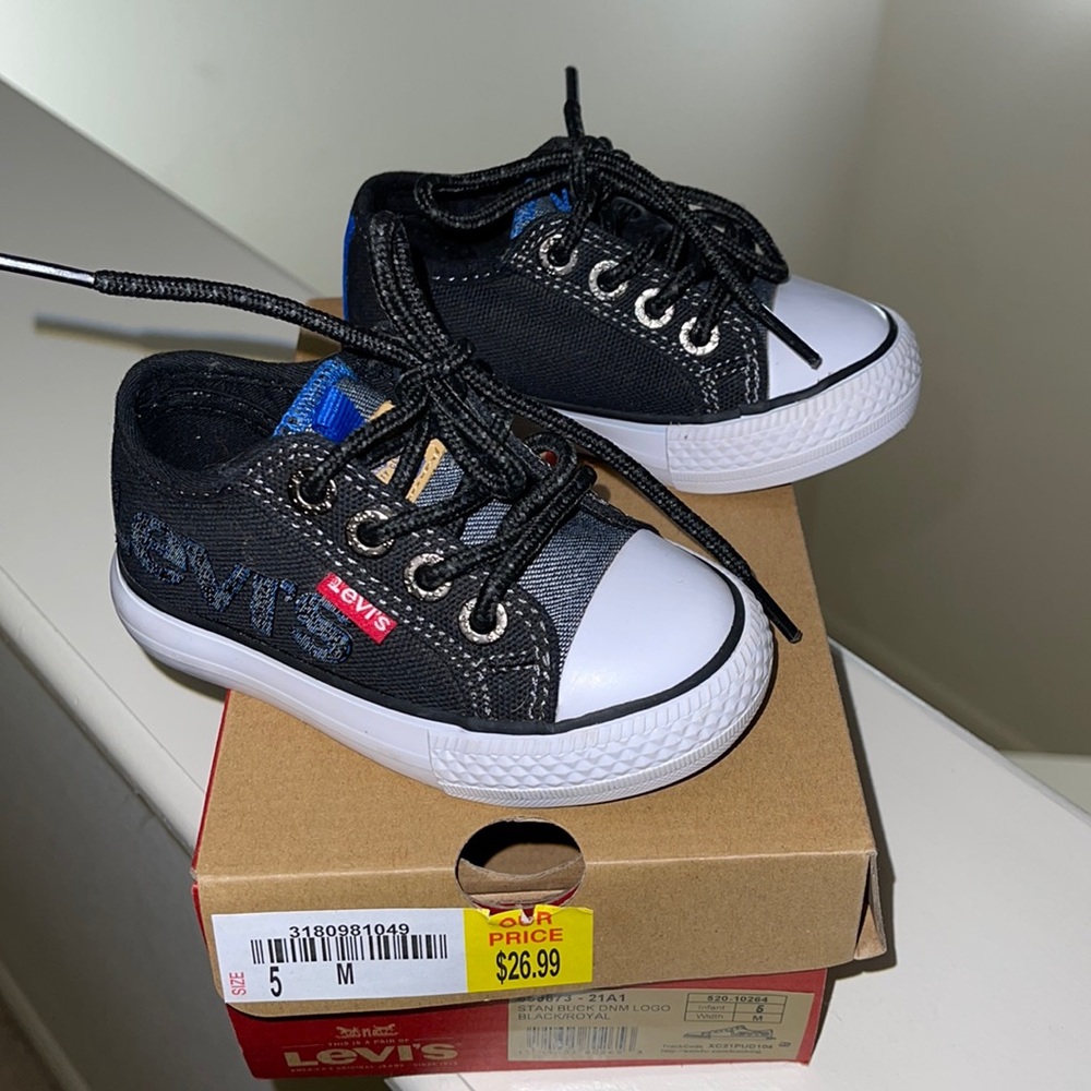 Shoes, Levi Strauss, Black/Royal, Infant 5M